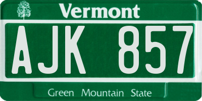VT license plate AJK857
