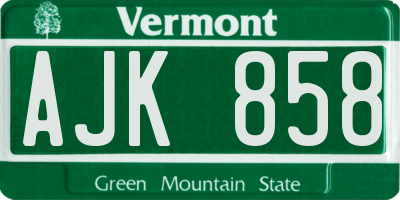 VT license plate AJK858