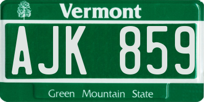 VT license plate AJK859