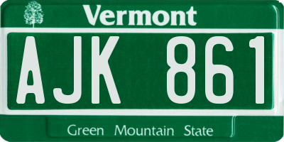 VT license plate AJK861