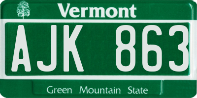 VT license plate AJK863