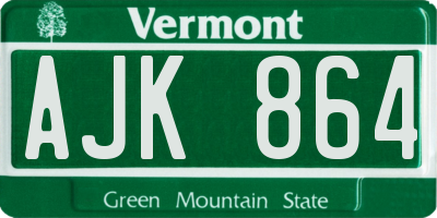 VT license plate AJK864