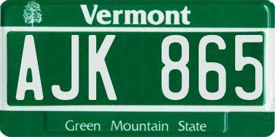 VT license plate AJK865