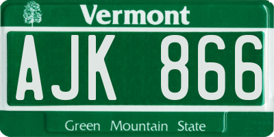 VT license plate AJK866