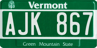 VT license plate AJK867