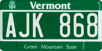VT license plate AJK868