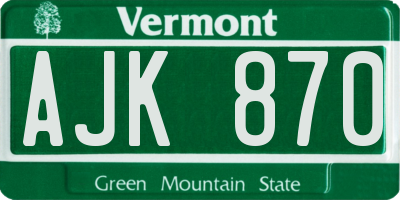 VT license plate AJK870
