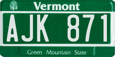 VT license plate AJK871