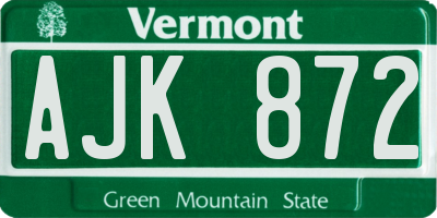 VT license plate AJK872
