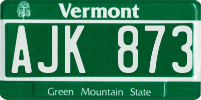 VT license plate AJK873