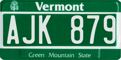 VT license plate AJK879