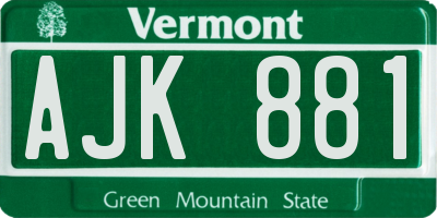 VT license plate AJK881