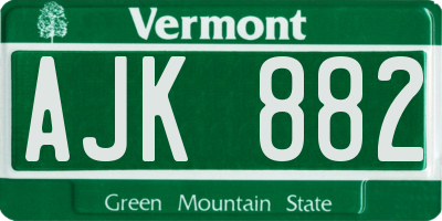 VT license plate AJK882