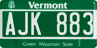 VT license plate AJK883