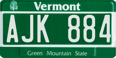 VT license plate AJK884