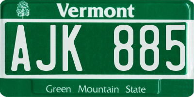 VT license plate AJK885