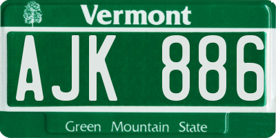 VT license plate AJK886