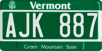 VT license plate AJK887