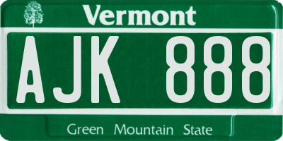 VT license plate AJK888