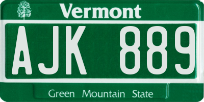 VT license plate AJK889