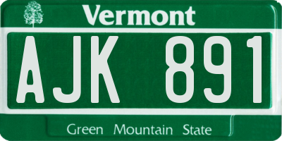 VT license plate AJK891