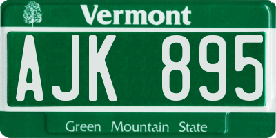VT license plate AJK895