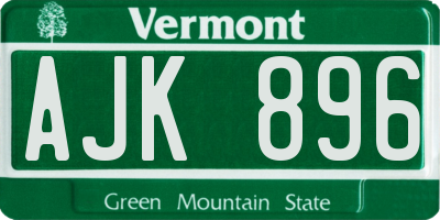 VT license plate AJK896