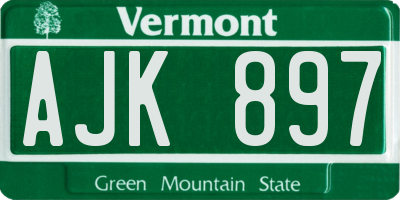 VT license plate AJK897