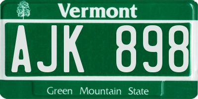 VT license plate AJK898