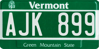 VT license plate AJK899