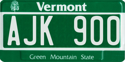 VT license plate AJK900