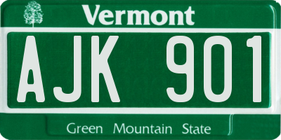 VT license plate AJK901