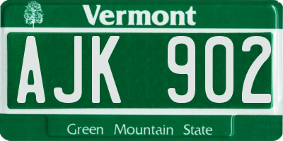 VT license plate AJK902