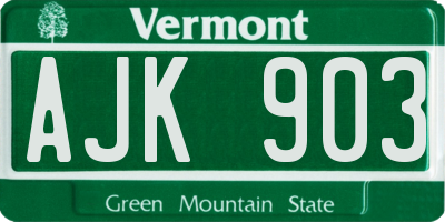 VT license plate AJK903