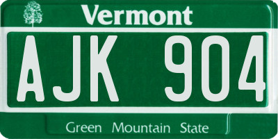 VT license plate AJK904