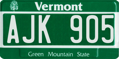 VT license plate AJK905