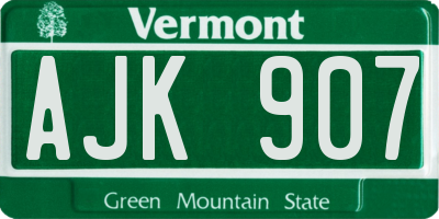 VT license plate AJK907