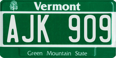 VT license plate AJK909