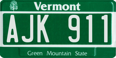 VT license plate AJK911