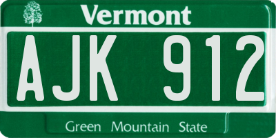 VT license plate AJK912