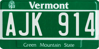 VT license plate AJK914
