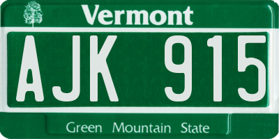 VT license plate AJK915