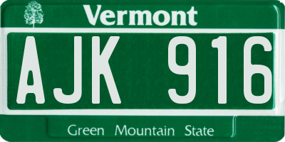 VT license plate AJK916