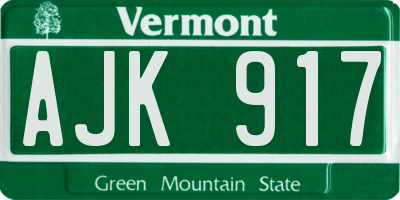 VT license plate AJK917