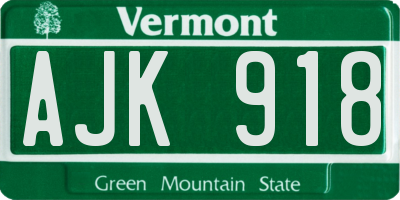 VT license plate AJK918