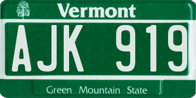 VT license plate AJK919