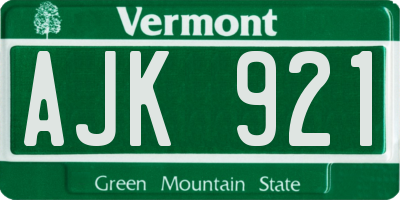 VT license plate AJK921