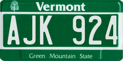 VT license plate AJK924
