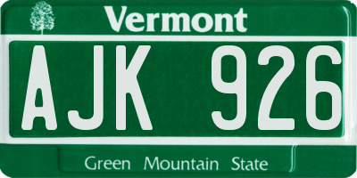 VT license plate AJK926