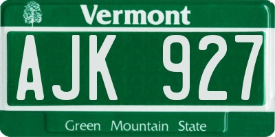 VT license plate AJK927